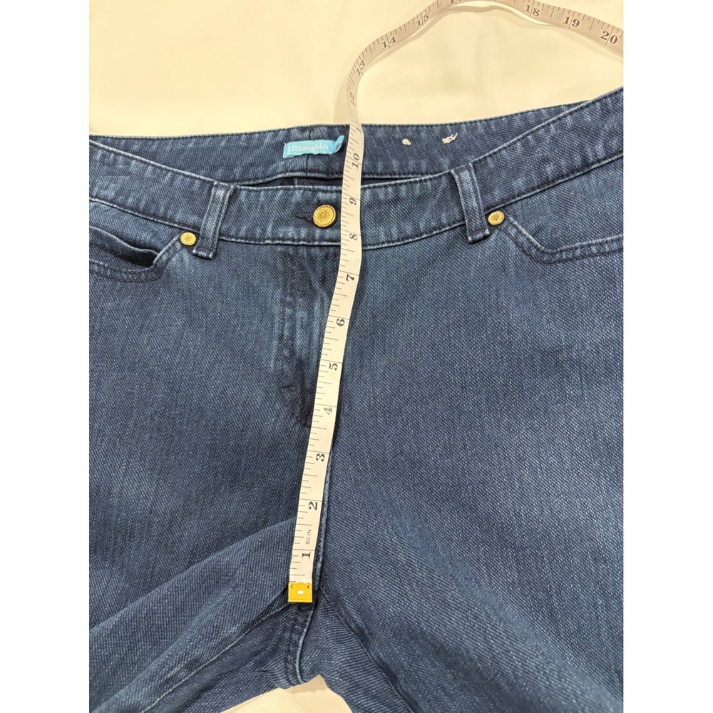 J McLaughlin Lexi Jeans Size 8 Dark Denim Stretch Gold Button Slim Fit 30" - Picture 7 of 8